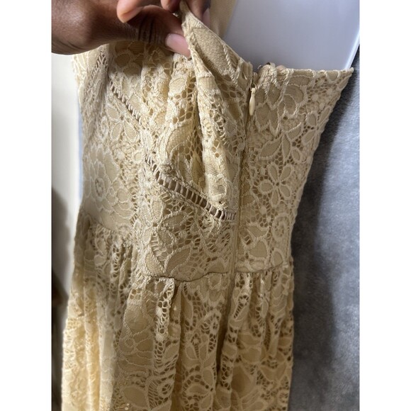 NSR Beige Lace Crochet Trim Midi Dress L - Picture 9 of 16
